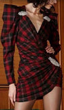 Plaid Mini Dress with Appliques