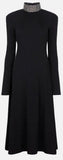 Ribbed Jersey Crystal Dress, Black