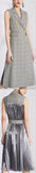 Double-Breasted Plaid Pleated-Back Vest-Dress