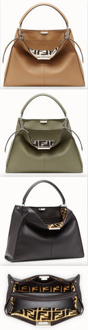 Peekaboo X-Lite Leather Bag - Beige, Green, Black