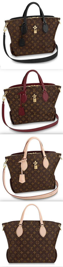 Flower Zipped MM Monogram Tote - Black, Bordeaux/Red, Beige
