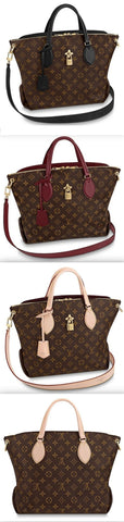 Flower Zipped MM Monogram Tote - Black, Bordeaux/Red, Beige