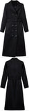 Black Double-Breasted Wool-Blend Coat