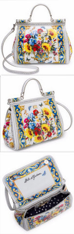 Sicily Printed Leather Top Handle Satchel
