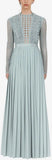 Grey Blue Spiral Lace Maxi Dress