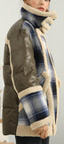 Tartan Shearling Paneled Padded Coat