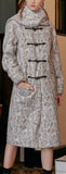 Print Wool-Blend Toggle-Button Coat with Scarf