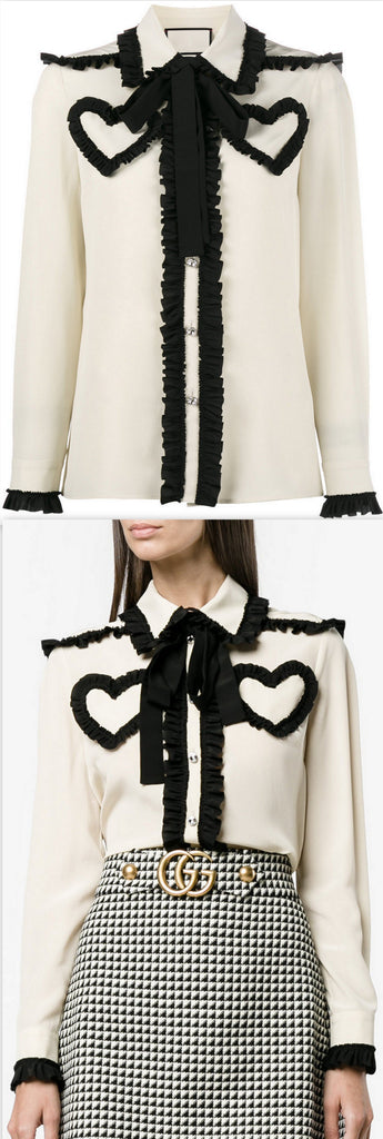 Ruffled Heart Blouse, White
