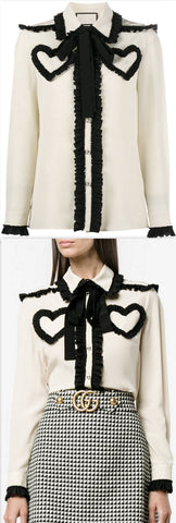 Ruffled Heart Blouse, White