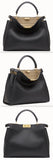 Peekaboo Essential Black and Beige Leather Handbag