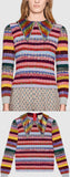 Striped Knitted Wool with Sequin Collar