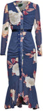Floral-Print Ruched Midi Dress