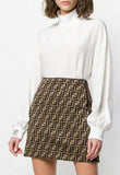 Funnel-Neck Logo Blouse, White