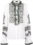 Ruffled Lace Insert Blouse