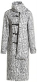 Print Wool-Blend Toggle-Button Coat with Scarf