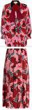 Poppy-Print Blouse and Pleated Skirt Set