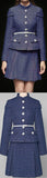 Belted Button-Embellished Jacket and Skirt Set