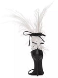 Iris 105 Feather Sandals, White Feathers and Black Leather
