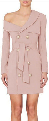One-Shoulder Blazer-Dress, Pink | DESIGNER INSPIRED FASHIONS