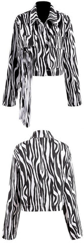 Zebra-Print Tassel Jacket