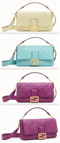 Baguette Large Leather Bag - Pale Yellow, Pale Blue, Purple | DESIGNER INSPIRED FASHIONS