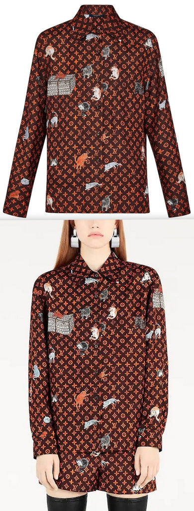 Catogram Motif Printed Long Sleeve Shirt