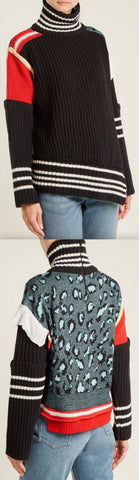 Patchwork High-Neck Sweater
