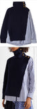 Paneled Striped Cotton-Poplin and Wool Top