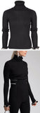 Turtleneck Stacked Crystal Cuff Top