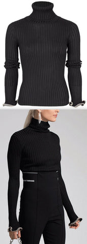 Turtleneck Stacked Crystal Cuff Top