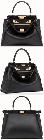 Peekaboo Regular Black Leather Bag | DESIGNER INSPIRED FASHIONS