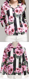 Rose & Stripe Print Hooded Jacket