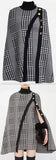 Houndstooth High-Neck Cape-Dress