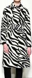 Belted Zebra-Print Wool Coat
