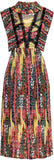 Lace-Paneled Multi Colored Sleeveless Midi Dress