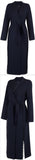 Bead-Embellished Mid-Calf Coat, Dark Blue