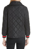 Ruffle Trim Quilted Caban Jacket