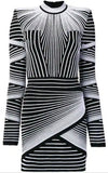 Geometric Long Sleeve Mini Dress