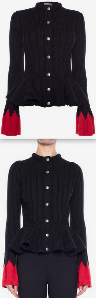 Ribbed Peplum Cardigan