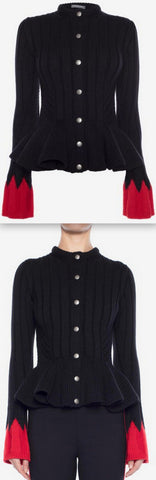 Ribbed Peplum Cardigan