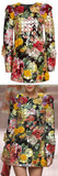 Floral Embellished Long-Sleeve Mini Dress