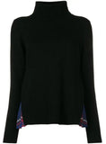 Pleated Turtleneck Sweater, Black