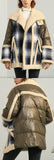 Tartan Shearling Paneled Padded Coat