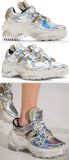 Deconstructed Silver Chunky Sneakers