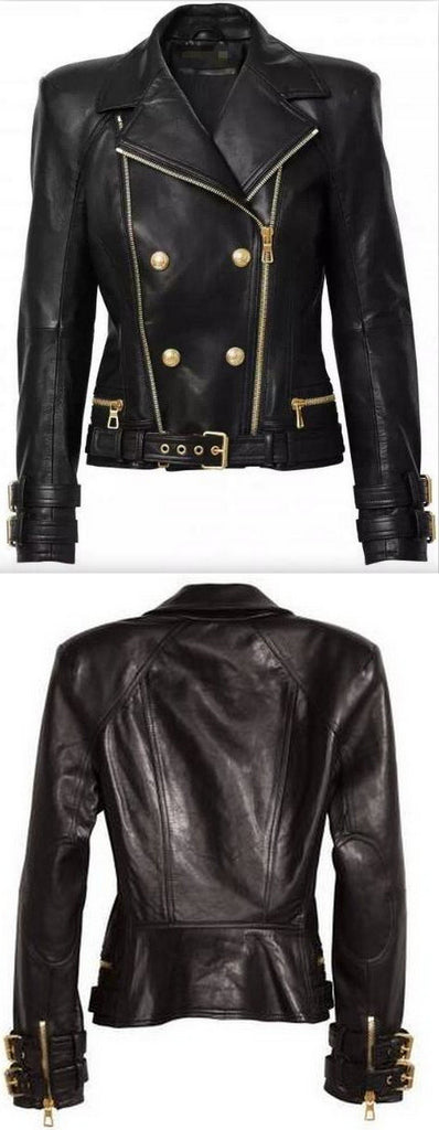 Double-Breasted Leather Jacket