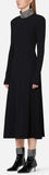 Ribbed Jersey Crystal Dress, Black