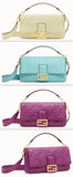 Baguette Large Leather Bag - Pale Yellow, Pale Blue, Purple | DESIGNER INSPIRED FASHIONS