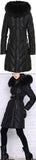 Belted Thick-Fur-Hooded Puffer Coat, Black or Maroon
