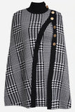 Houndstooth High-Neck Cape-Dress