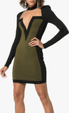 V-Neck Stretch Mini Dress